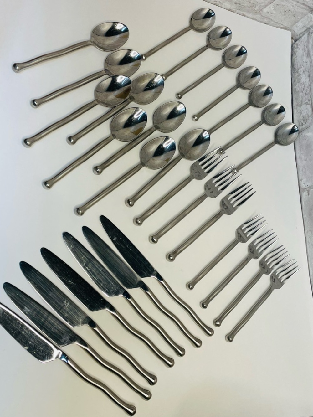 Gourmet Settings Exotique Platinum Stainless Wavy Flatware Cutlery 29 Piece Rare